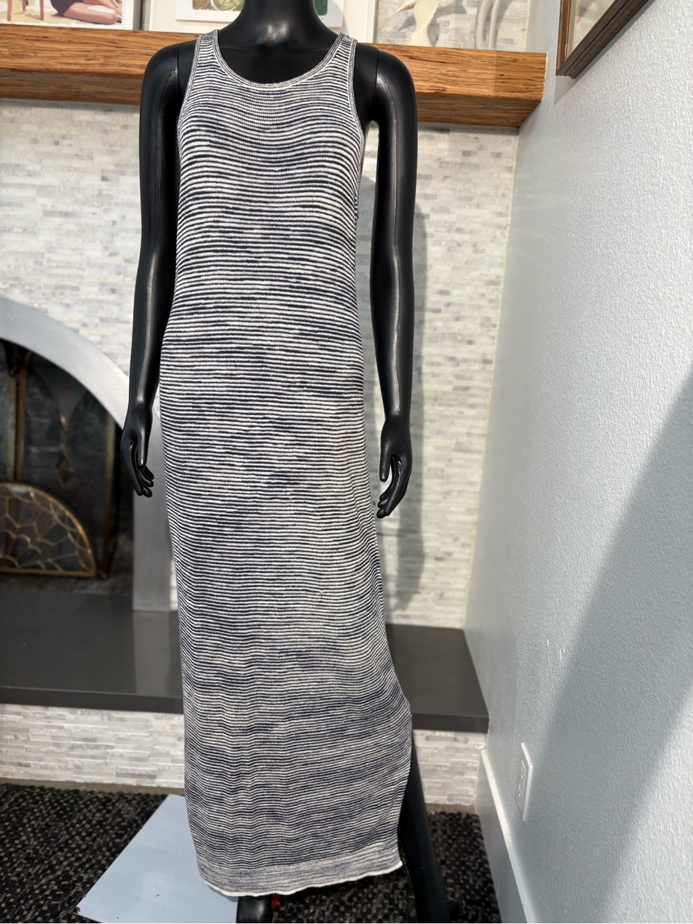Theory Intrella Space Dye striped racerback linen maxi dress